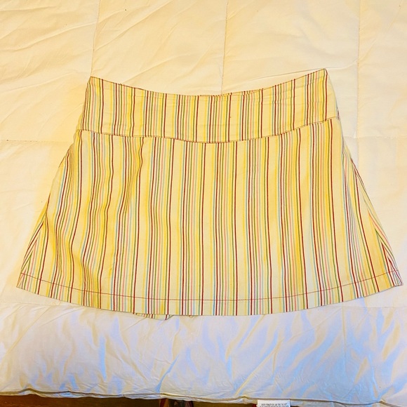 Rainbow 🌈 striped front/side-button wrap miniskirt size L - Picture 3 of 9